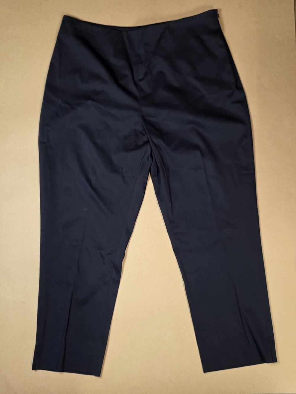 Lauren Ralph Lauren Pants Women's 18 Navy Blue Side Zip Cotton Blend NWT